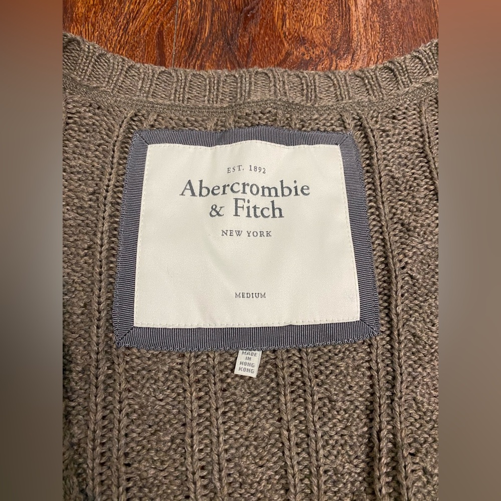 Y2K vintage Abercrombie brown knit babydoll tie waist one button cardigan. - Picture 4 of 14
